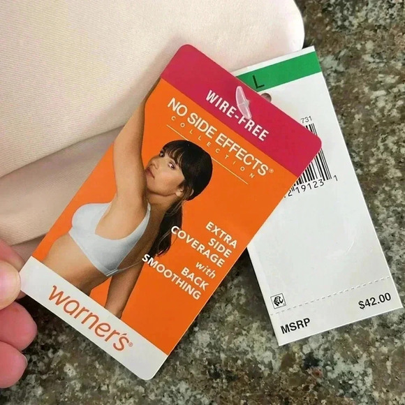 NWT Warner's Wire-Free No Side Effects Extra Side Coverage Back Smoothing Bra L - Picture 7 of 9